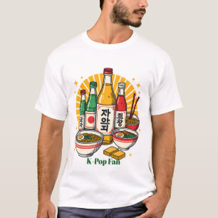 Koreanische Popkultur-Brustdruck T-Shirt