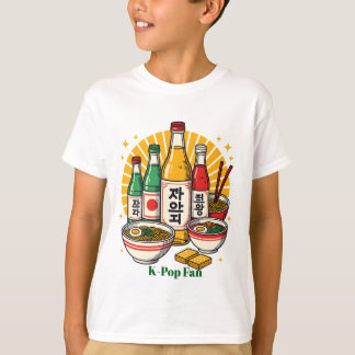 Koreanische Popkultur-Brustdruck T-Shirt