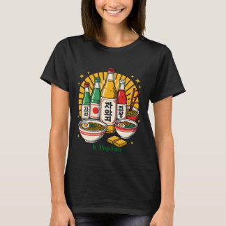 Koreanische Popkultur-Brustdruck T-Shirt