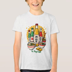 Koreanische Popkultur-Brustdruck Tri-Blend Shirt