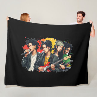 Koreanische Reggae-Band Gitarre Grafik Fleecedecke