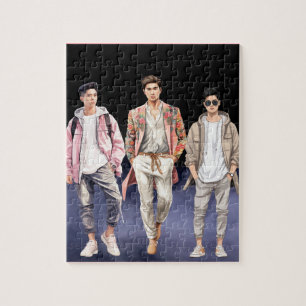 Koreanische Teen Boys mit hoher Mode Puzzle