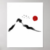 Koreanische Tintenlandschaft mit Red Sun Poster (Vorne)