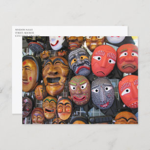 Koreanische traditionelle Masken für Leistung 한 Feiertagspostkarte