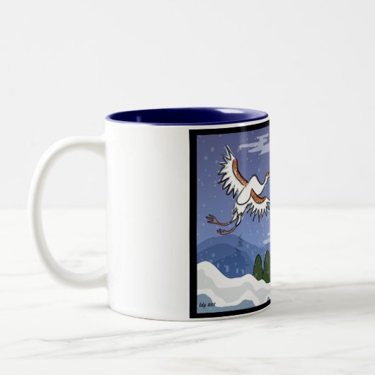 Koreanische Weihnachtskran-Tasse Zweifarbige Tasse (Links)