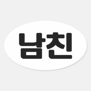 Koreanischer Freund 남 친 Namchin   Hangul Language Ovaler Aufkleber