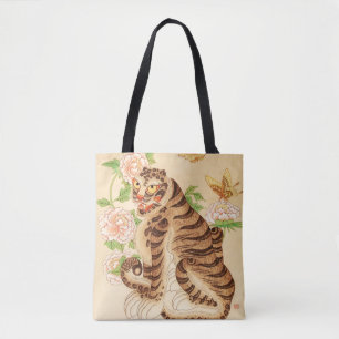 Koreanischer gestreifter Tiger Vintage Minhwa Tasche