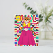 Koreanischer Hanbok Cat Postkarte (Stehend Vorderseite)