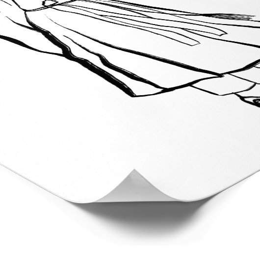 Koreanischer Hanbok-Mann mit Gat-Ink-Line-Poster Poster (Ecke)