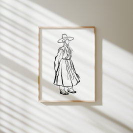 Koreanischer Hanbok-Mann mit Gat-Ink-Line-Poster Poster