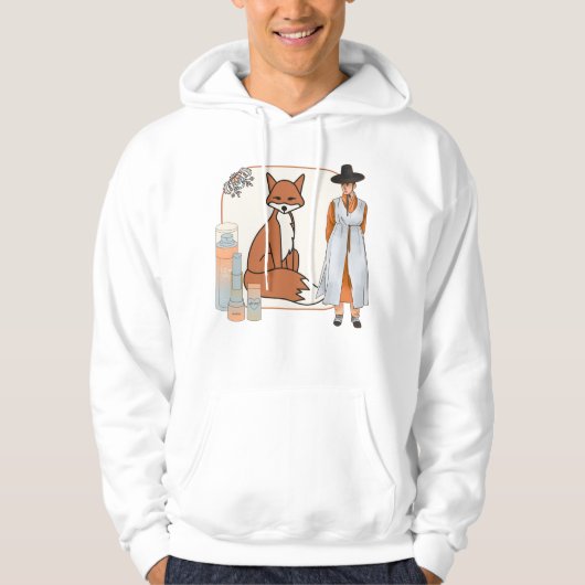 Koreanischer Hanbok-Mann und roter Fuchs Kunst Hoodie (Vorderseite)