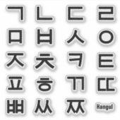 Koreanischer Hangul Alphabet - Konsonanten fallen Aufkleber (Vorderseite)