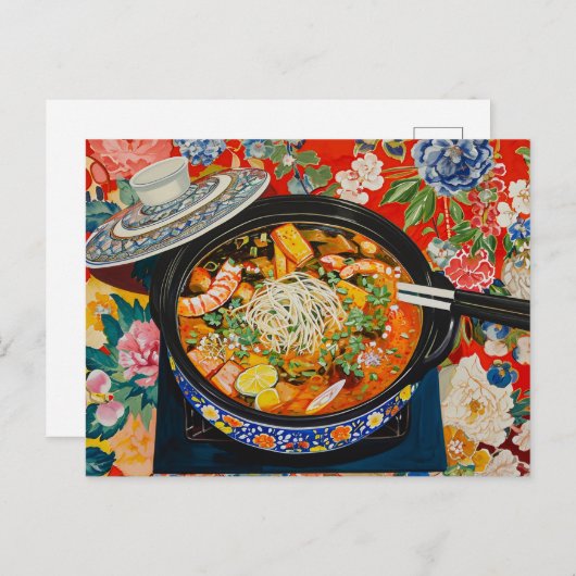 Koreanischer Hot Pot Postkarte (Vorne/Hinten)