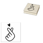 Koreanischer K-Pop Hand Heart Blue Red Gummistempel (Stempel)