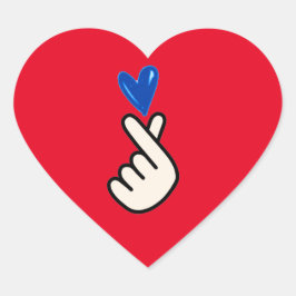Koreanischer K-Pop Hand Heart Blue Red Herz-Aufkleber