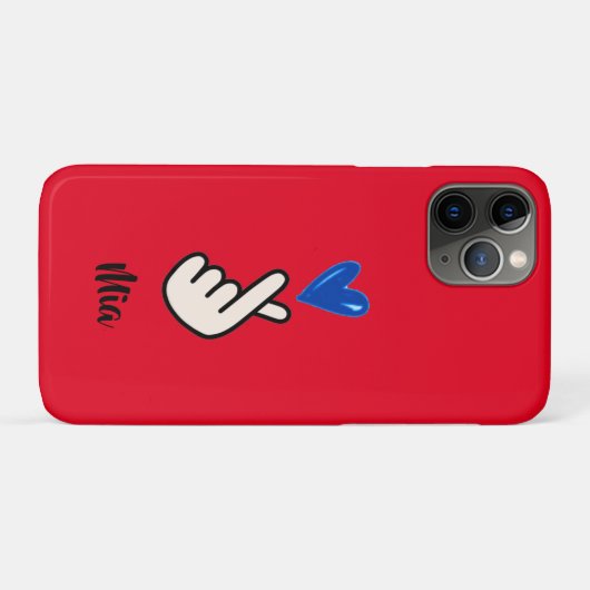 Koreanischer K-Pop Hand Heart Red Blue iPhone Case (Rückseite (Horizontal))