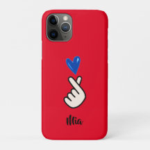 Koreanischer K-Pop Hand Heart Red Blue iPhone Case