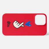 Koreanischer K-Pop Hand Heart Red Blue iPhone Hülle (Rückseite (Horizontal))