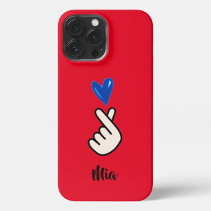 Koreanischer K-Pop Hand Heart Red Blue iPhone 13 Pro Max Hülle