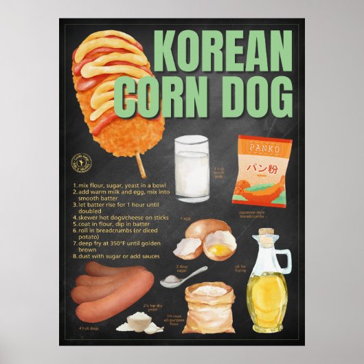 Koreanischer Maishund Rezept Chalkboard Street Foo Poster (Vorne)