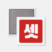 Koreanischer Nummer 3 셋 【Set】 Hangul Magnet (Vorderseite/Rückseite)