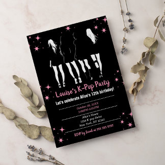Koreanischer Pop Music K-Pop Black Pink Geburtstag Einladung