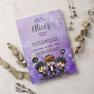 Koreanischer Pop Music K-Pop Boyband Birthday Part Einladung