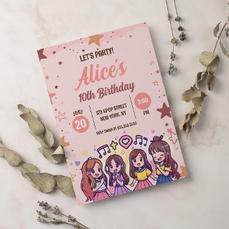 Koreanischer Pop Music Star K-Pop Thema Geburtstag Einladung