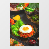 Koreanischer Reis mit frittiertem Ei Fensteraufkleber (Blatt)