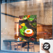 Koreanischer Reis mit frittiertem Ei Fensteraufkleber (Café-Fenster)