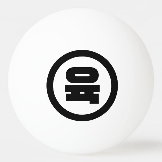 Koreanischer Sino Nummer 6 Sechs 육 【Yuk】 Hangul Tischtennisball (Vorderseite)