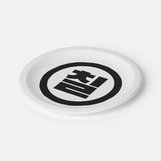 Koreanischer Sino Nummer 7 Sieben 칠 【Chil】 Hangul Pappteller (Schrägansicht)