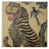 Koreanischer Stripteer Minhwa Fliese (Vorderseite)