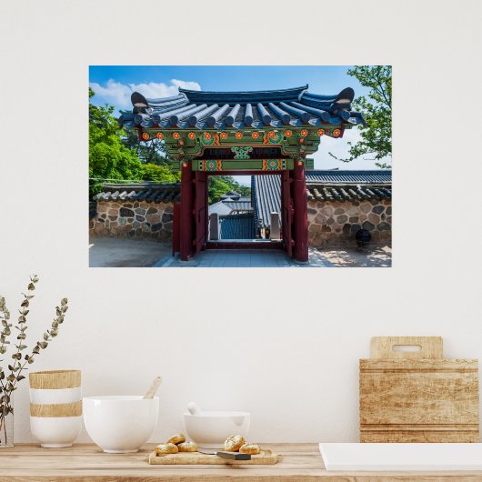 Koreanischer Tempelgate Poster (Küche)