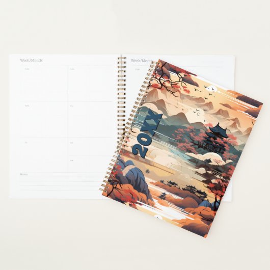 Koreanischer Tempelplaner in Orange, Aquamarin und Planer (Anzeige)