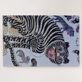 Koreanischer Tiger Minhwa mit drei Drehkreuzen Puzzle (Horizontal)