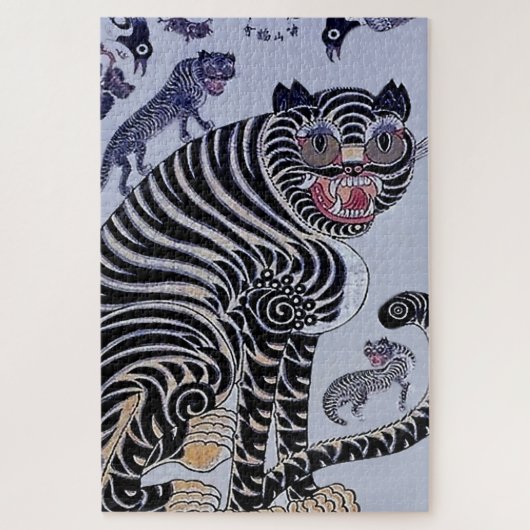 Koreanischer Tiger Minhwa mit drei Drehkreuzen Puzzle (Vertikal)