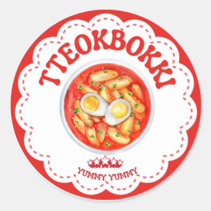 Koreanischer Tteokbokki-Aufkleber Süßes K-Food-R Runder Aufkleber