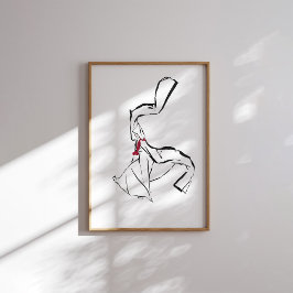 Koreanisches Dance Hanbok Woman Ink Line Poster