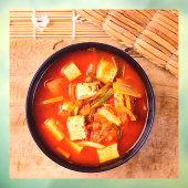 Koreanisches Essen Kimchi Suppe mit Tofu Fensteraufkleber (Blatt 3)