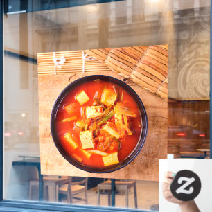Koreanisches Essen Kimchi-Suppe mit Tofu Fensteraufkleber