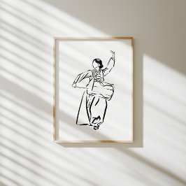 Koreanisches Hanbok Drum Dance Ink Poster