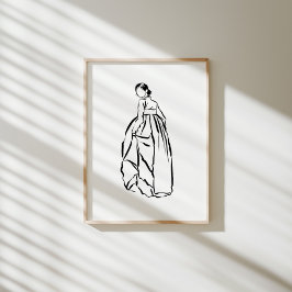 Koreanisches Hanbok Woman Ink Line Art Poster
