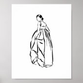 Koreanisches Hanbok Woman Ink Line Art Poster (Vorne)