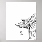 Koreanisches Hanok-Dach mit Wind-Chime-Ink-Poster Poster (Vorne)