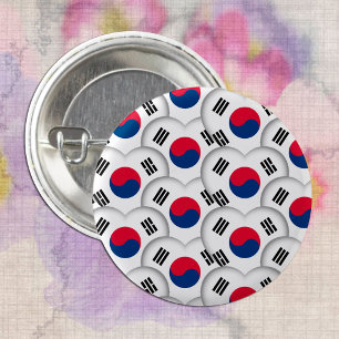 Koreanisches Herz und koreanische Flagge / Südkore Button