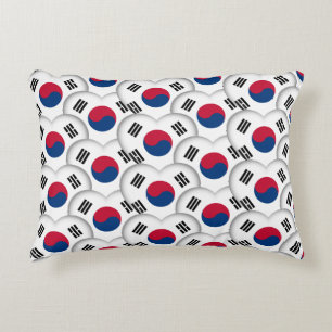 Koreanisches Herz und koreanische Flagge /Südkorea Dekokissen