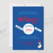 Koreanisches K-Pop Hand Red Blue Heart Party Einladung (Rückseite)