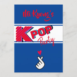 Koreanisches K-Pop Hand Red Blue Heart Party Einladung