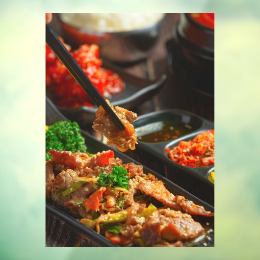 Koreanisches Lebensmittelbulgi oder mariniertes Ri Fensteraufkleber (Blatt 3)